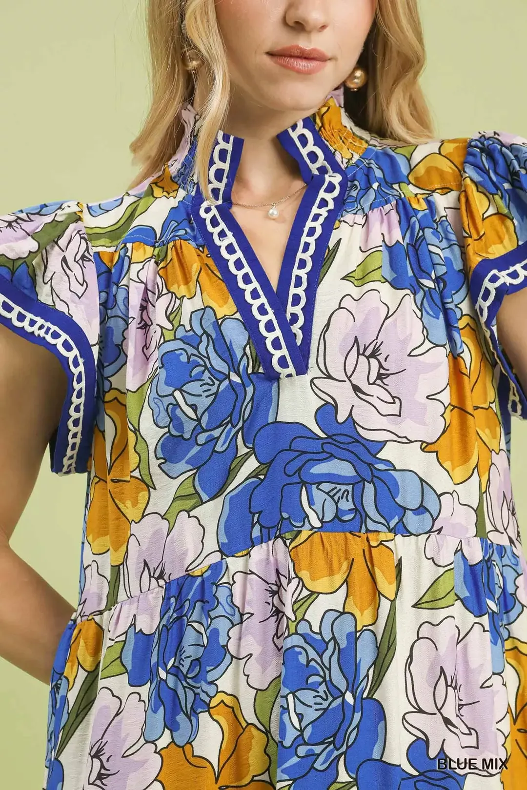 Umgee Mix Bold Floral Tiered Midi Dress - Image 5