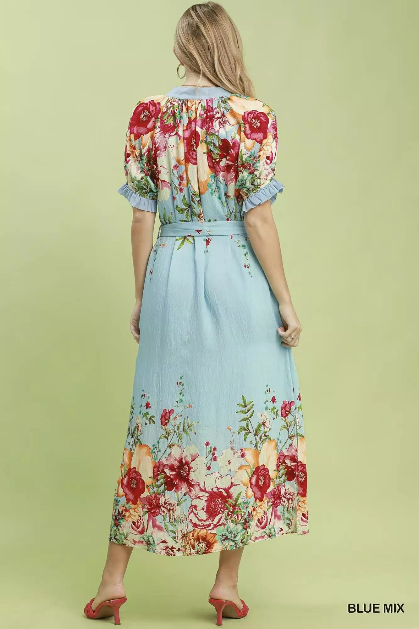 Umgee Mix Floral Border Print Midi Dress - Image 4