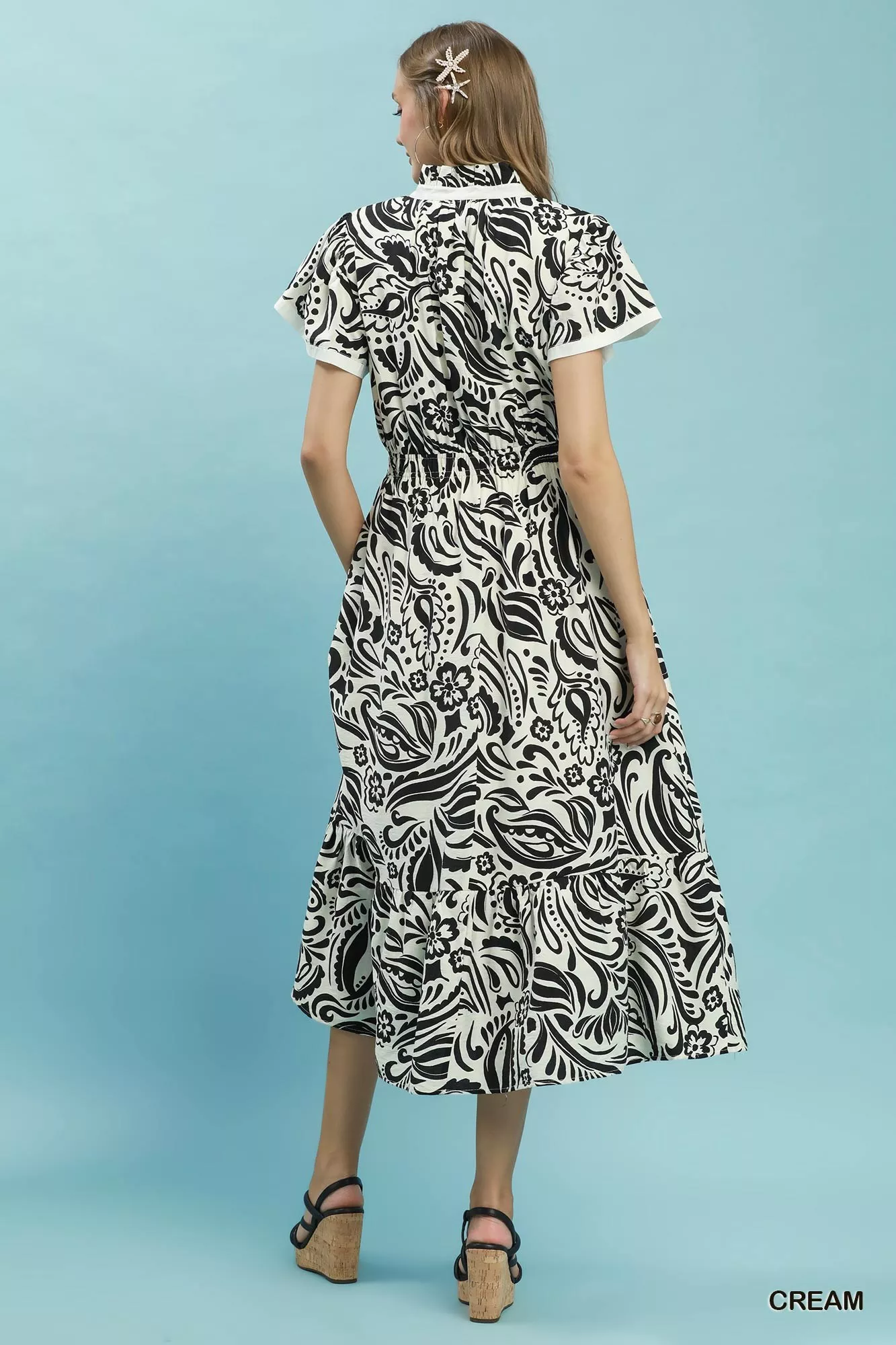 Umgee Paisley Print Midi Dress with Side Pockets - Image 3