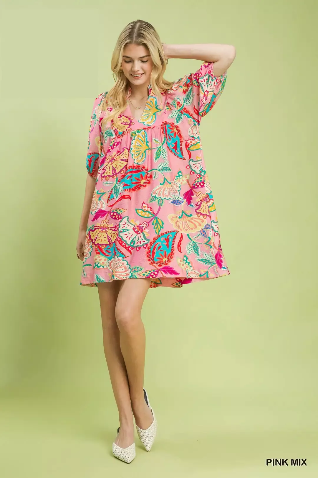 Umgee Paisley Print Mini Dress - Image 4