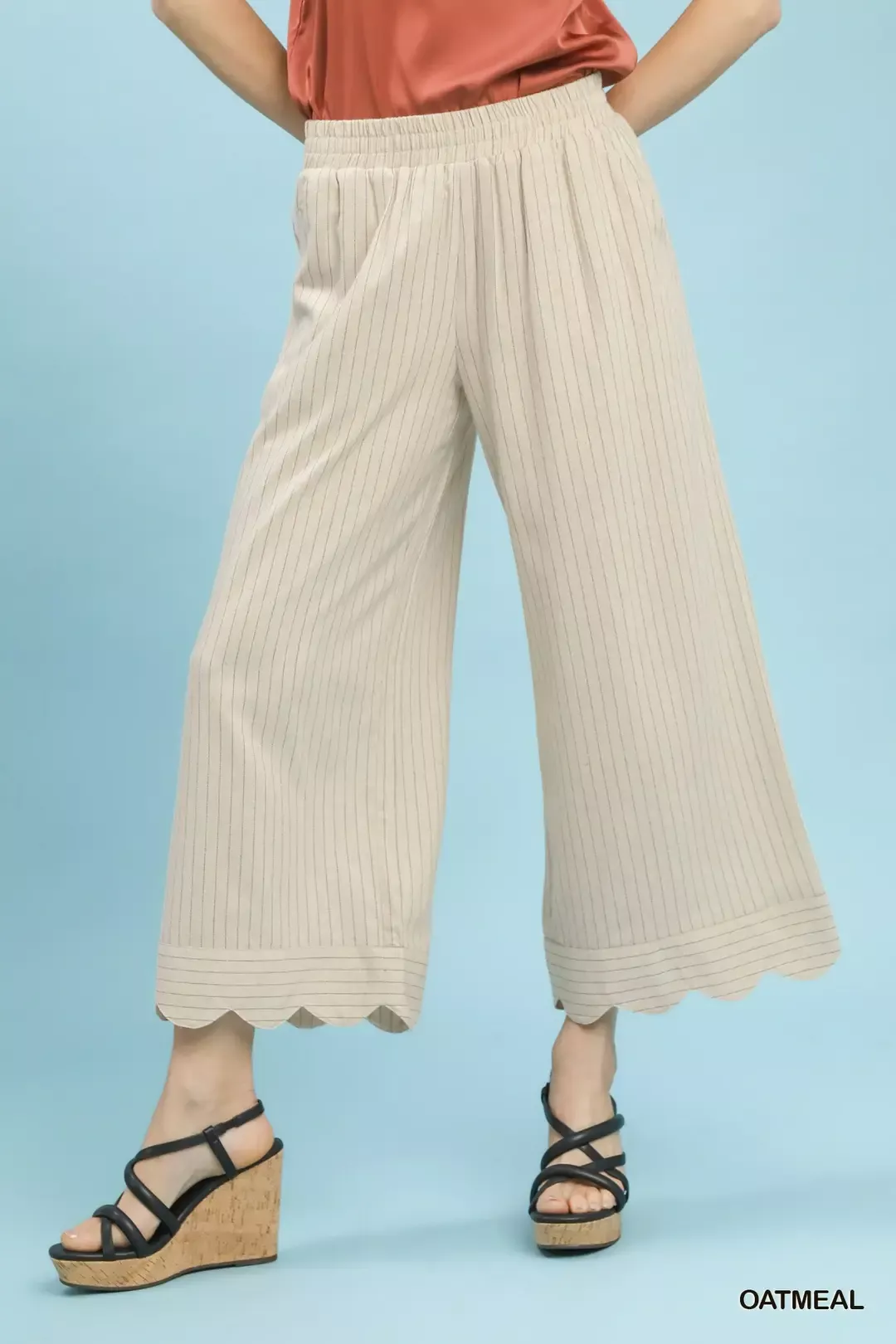 Umgee Pinstripe Wide Leg Pants