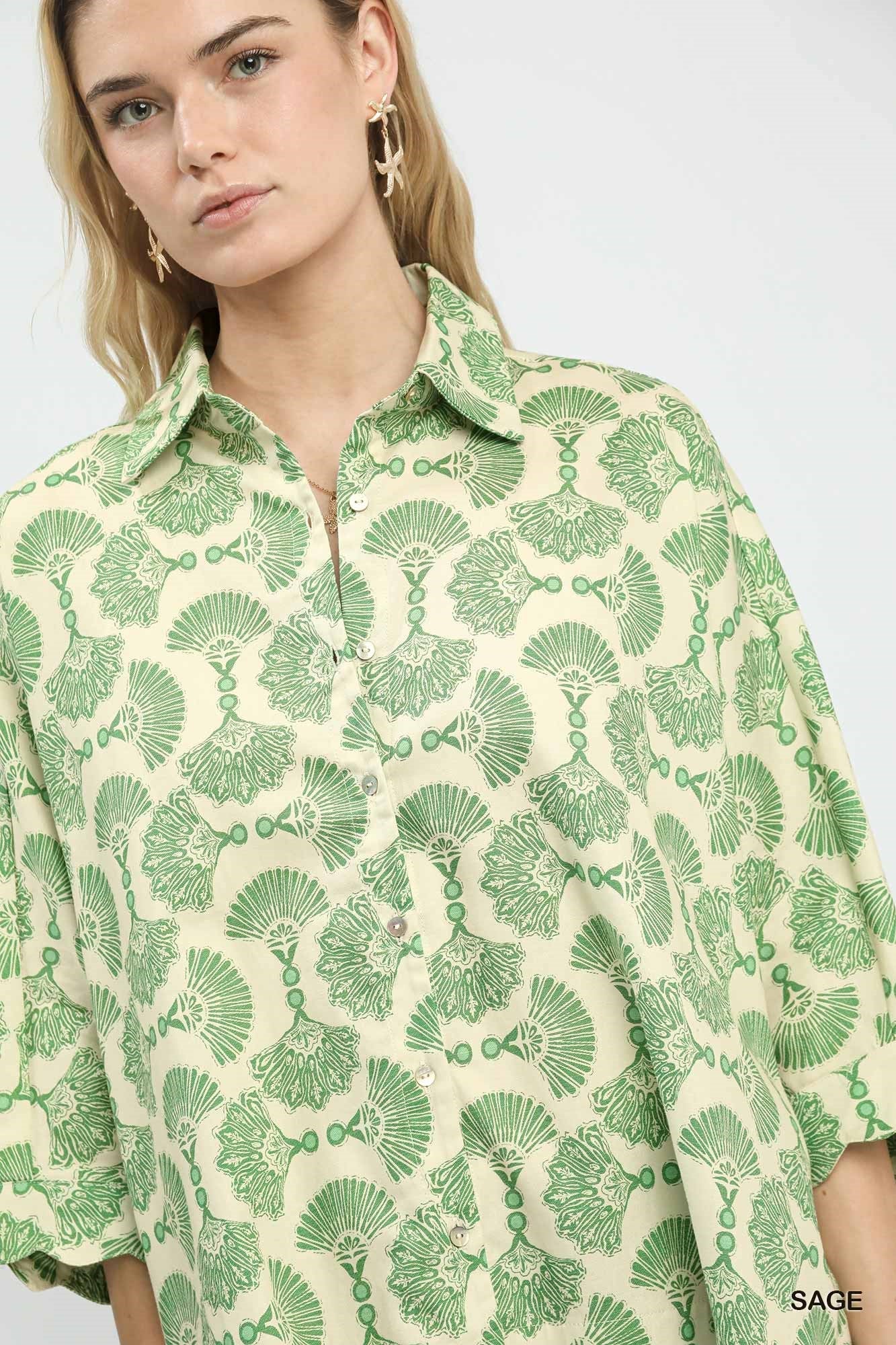 Umgee Printed Button Down Shirt - Image 7