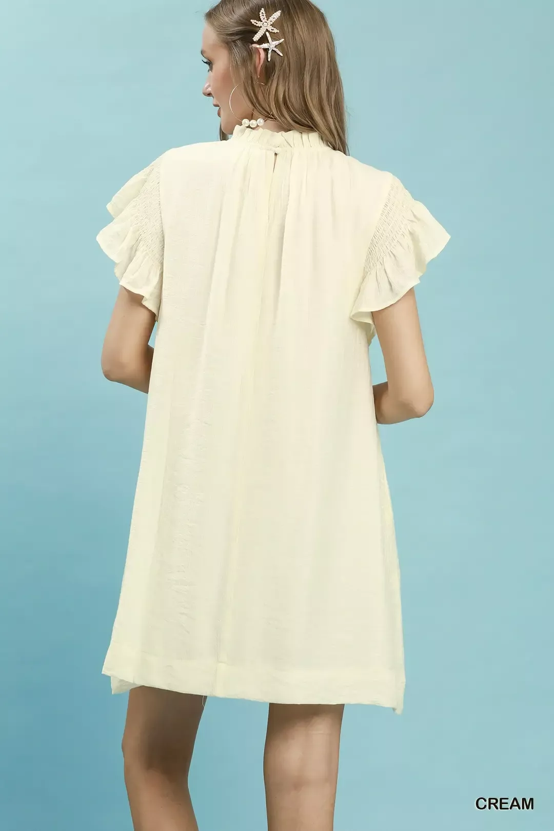 Umgee Ruffle Flutter Sleeve Dress - Image 3