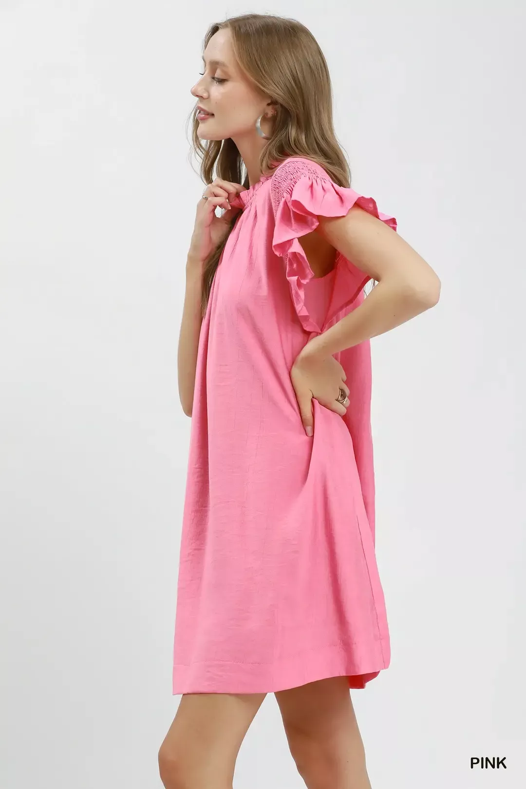 Umgee Ruffle Flutter Sleeve Dress - Image 2