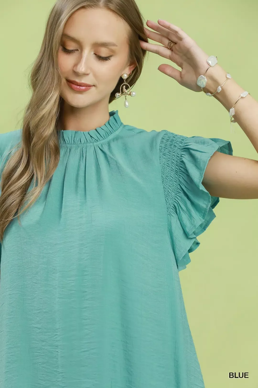 Umgee Ruffle Flutter Sleeve Dress - Image 4