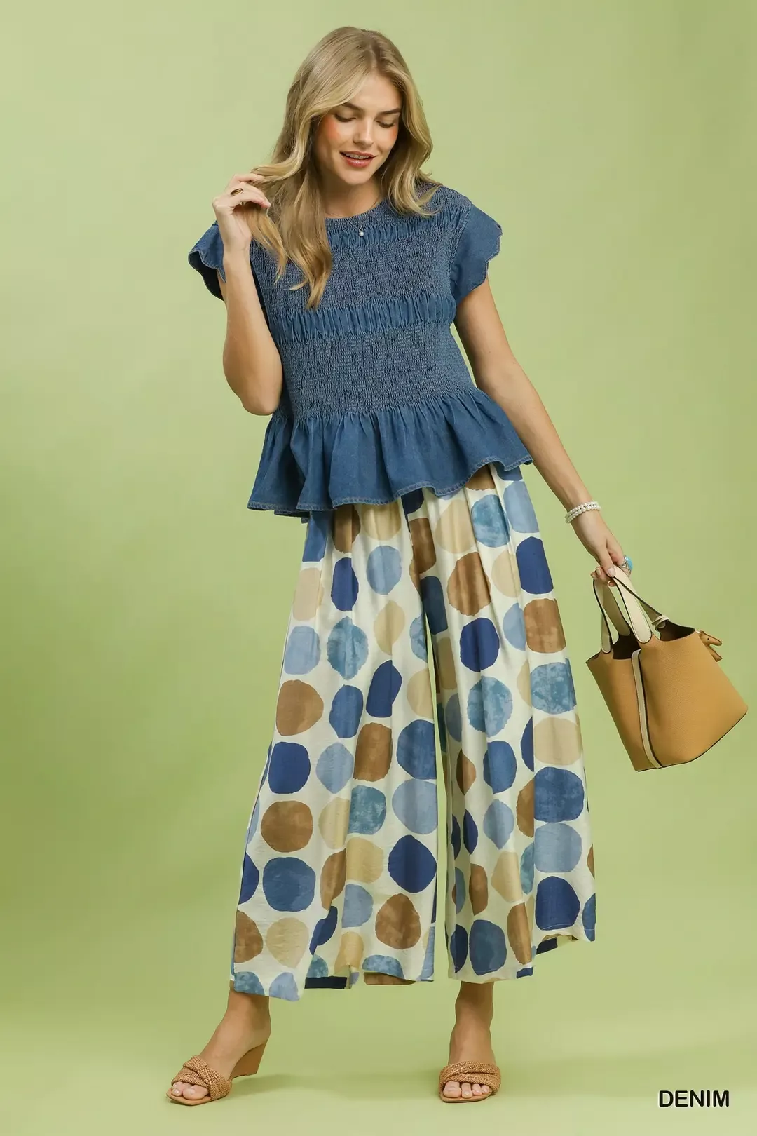Umgee Smocked Peplum Top with Scalloped Ruffle Cap Sleeves - Image 6