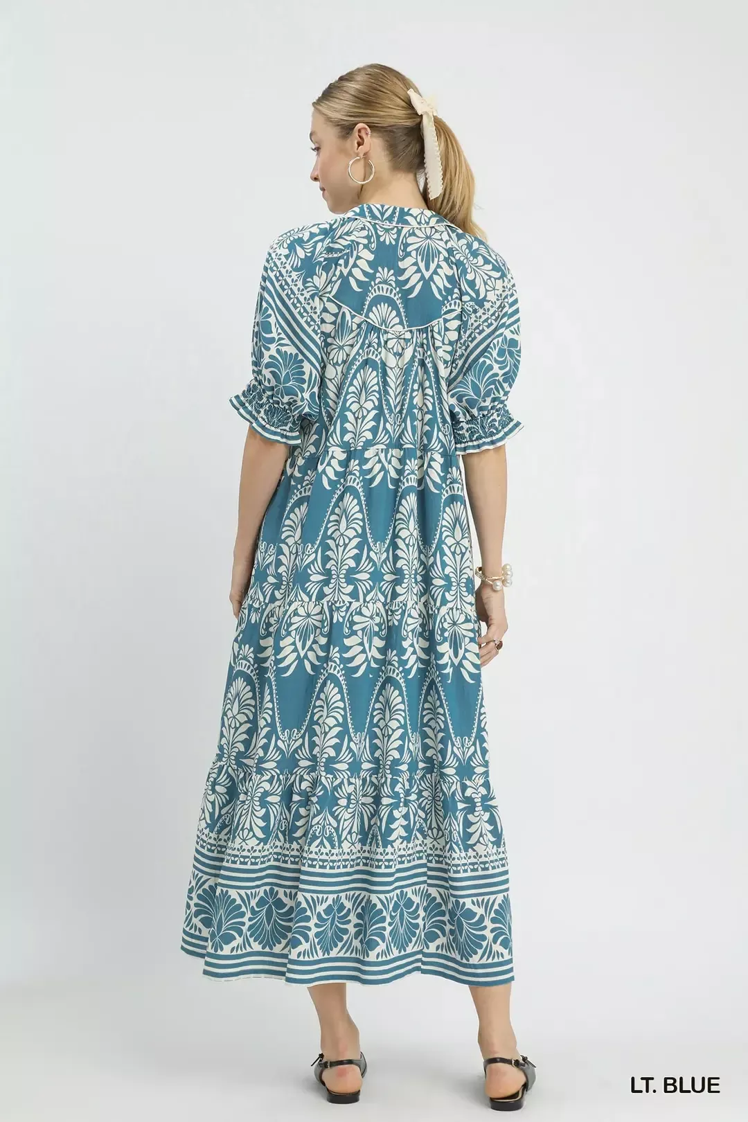 Umgee Two tone Border Print Midi Dress - Image 4