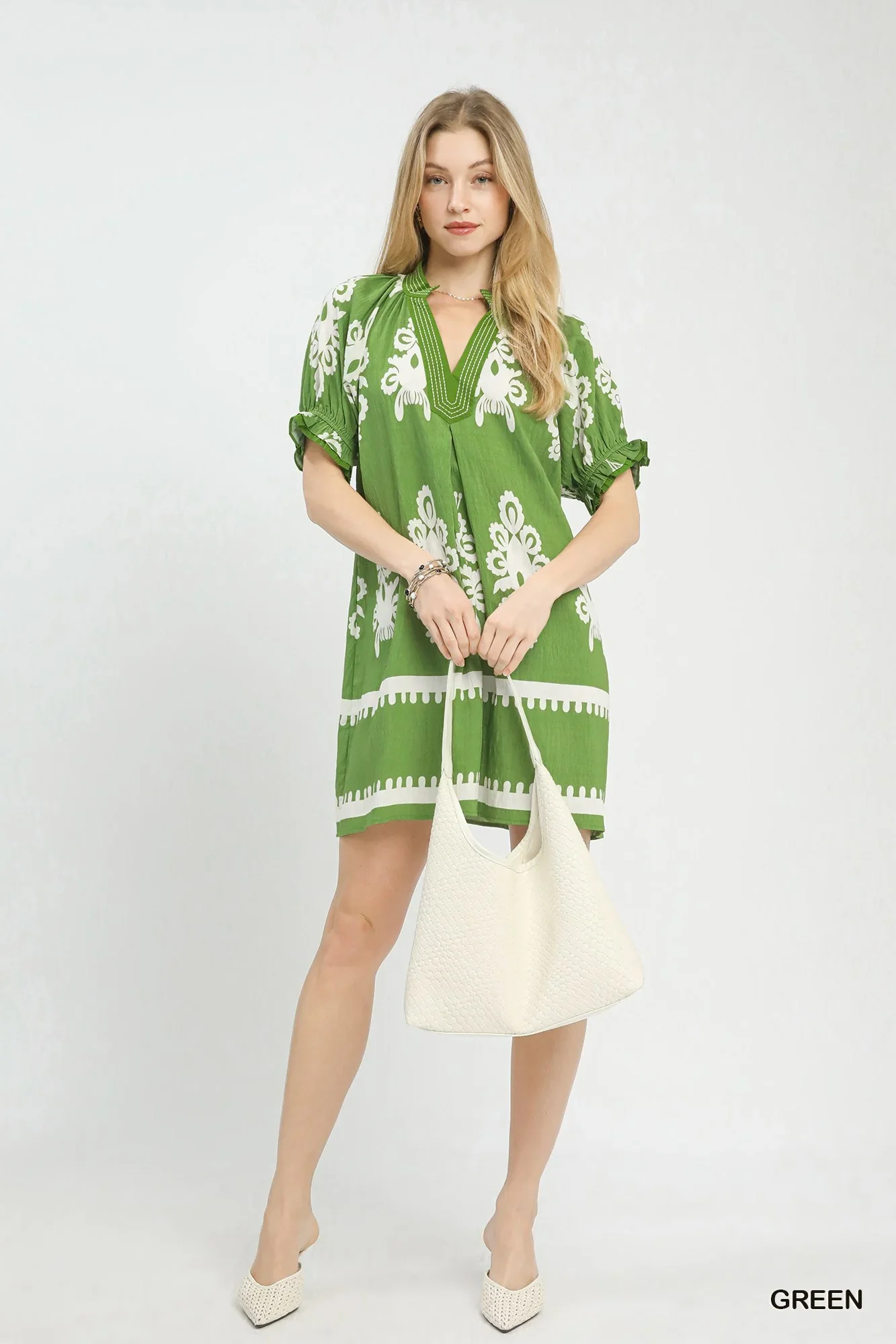 Umgee Two Tone Border Print Mini Dress - Image 5