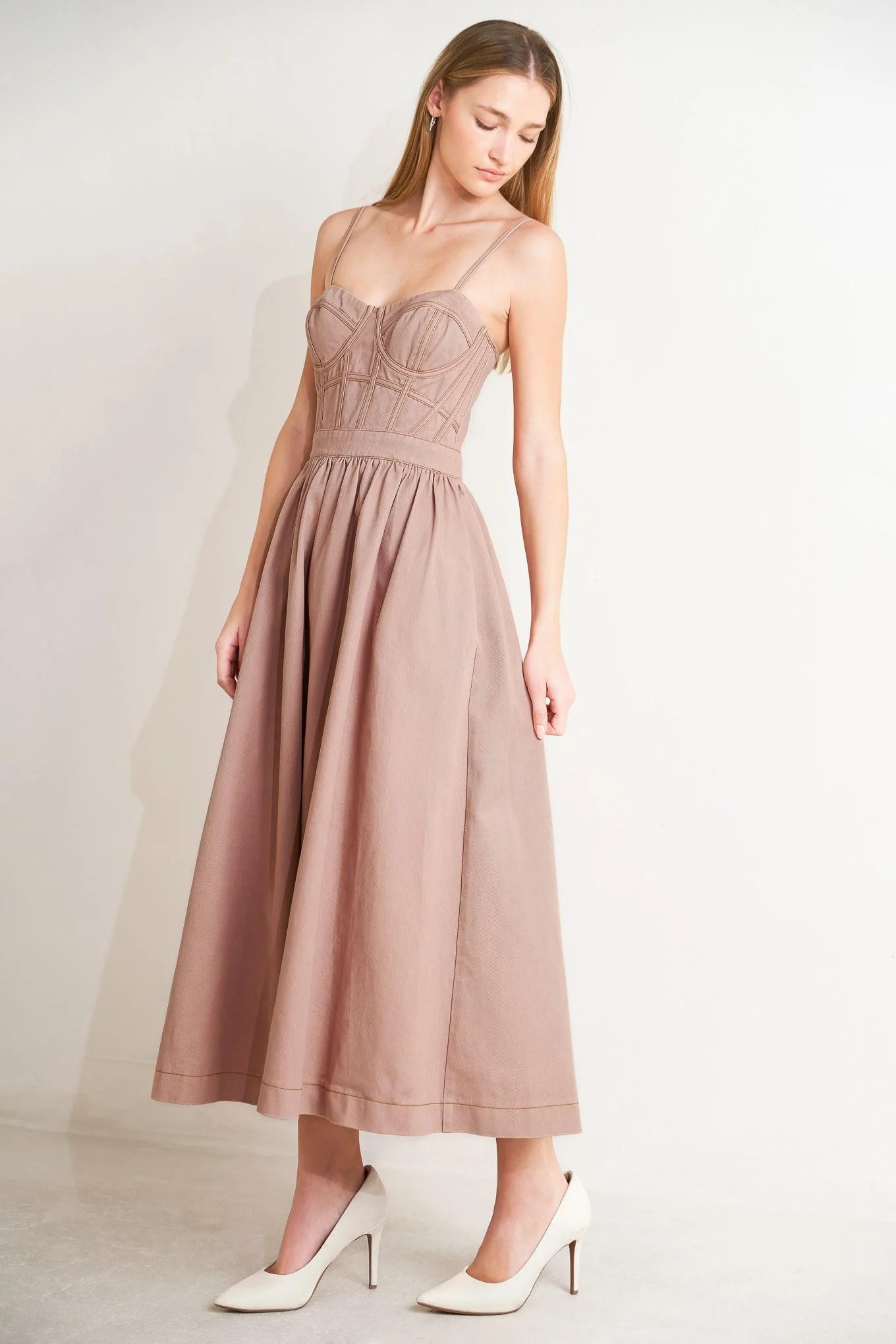 Understated Glam Woven Twill Midi Dress - Image 2