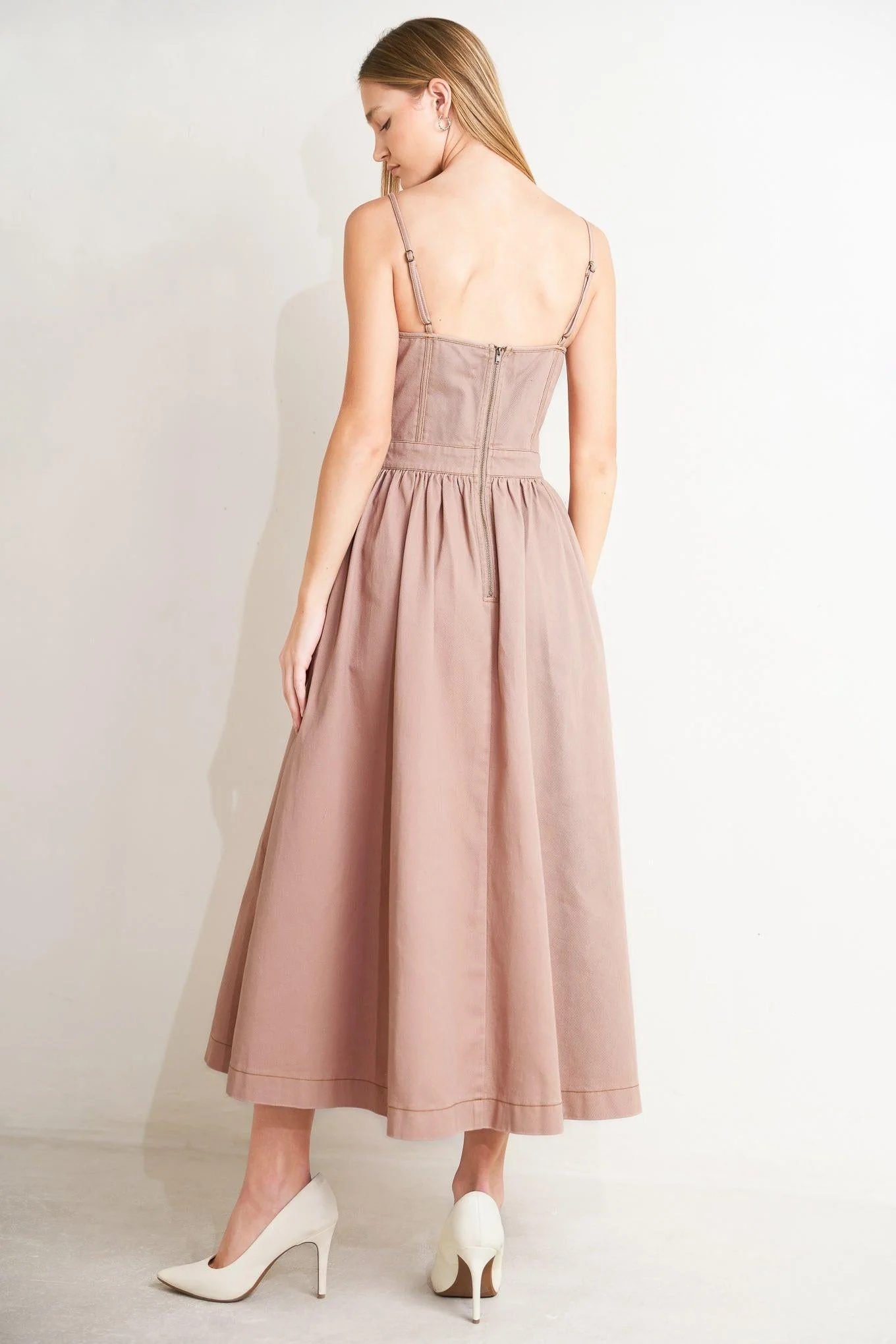 Understated Glam Woven Twill Midi Dress - Image 3