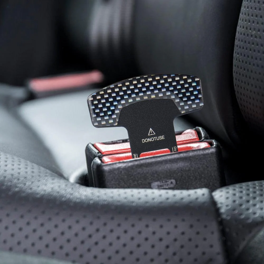 Universal Car Safety Belt Clip Car Seat Belt Buckle Carbon Fiber Car Safety Seat Belt Buckle Alarm Stopper Clip Clamp Extender Car Seat Tool Auto Interior Accessories Vehicle-mounted Bottle Openers Car Accessories - Image 4