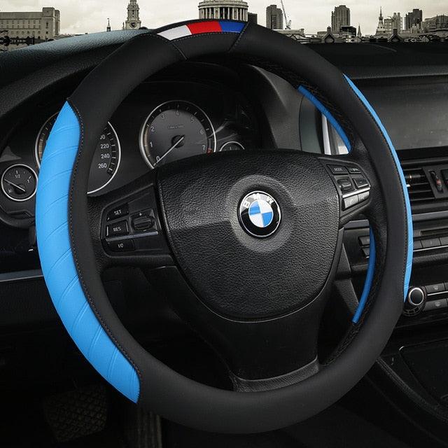 Universal Car Steering Wheel Cover Leather Car steering sleeve Car Accessories Auto Steering-Wheel covers Auto Upholstery Steering Wheel Cover Non-Slip Car Wheel Cover Protector Breathable Microfiber Universal Wheel Cover Wear-resistant Anti-slip Cover - Image 11