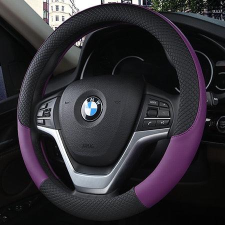 Universal Car Steering Wheel Cover Leather Car steering sleeve Car Accessories Auto Steering-Wheel covers Auto Upholstery Steering Wheel Cover Non-Slip Car Wheel Cover Protector Breathable Microfiber Universal Wheel Cover Wear-resistant Anti-slip Cover - Image 12
