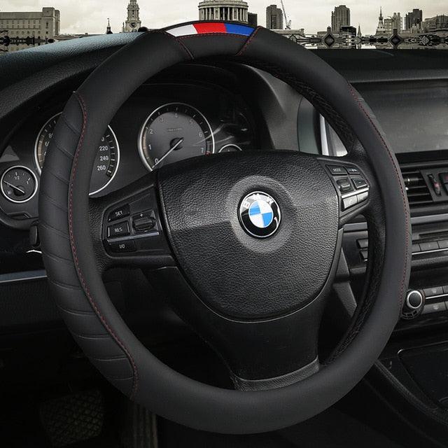 Universal Car Steering Wheel Cover Leather Car steering sleeve Car Accessories Auto Steering-Wheel covers Auto Upholstery Steering Wheel Cover Non-Slip Car Wheel Cover Protector Breathable Microfiber Universal Wheel Cover Wear-resistant Anti-slip Cover - Image 3