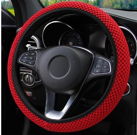 Universal Car Steering Wheel Cover Leather Car steering sleeve Car Accessories Auto Steering-Wheel covers Auto Upholstery Steering Wheel Cover Non-Slip Car Wheel Cover Protector Breathable Microfiber Universal Wheel Cover Wear-resistant Anti-slip Cover - Image 4