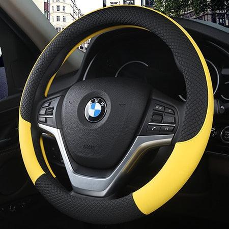 Universal Car Steering Wheel Cover Leather Car steering sleeve Car Accessories Auto Steering-Wheel covers Auto Upholstery Steering Wheel Cover Non-Slip Car Wheel Cover Protector Breathable Microfiber Universal Wheel Cover Wear-resistant Anti-slip Cover - Image 8