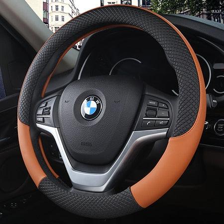 Universal Car Steering Wheel Cover Leather Car steering sleeve Car Accessories Auto Steering-Wheel covers Auto Upholstery Steering Wheel Cover Non-Slip Car Wheel Cover Protector Breathable Microfiber Universal Wheel Cover Wear-resistant Anti-slip Cover - Image 9