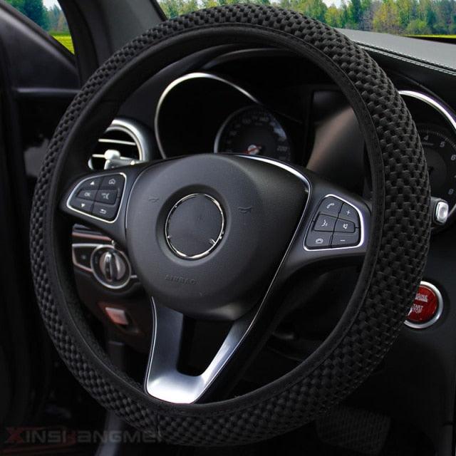 Universal Ice Silk Steering Wheel Cover Wear-resistant Anti-slip Car Accessories Microfiber Breathable Ice Silk Steering Wheel Cover Gear Handbrake Breathable Anti-Slip Warm  Steering Wheel Cover Winter Cool Summer Cover Interior - Image 11