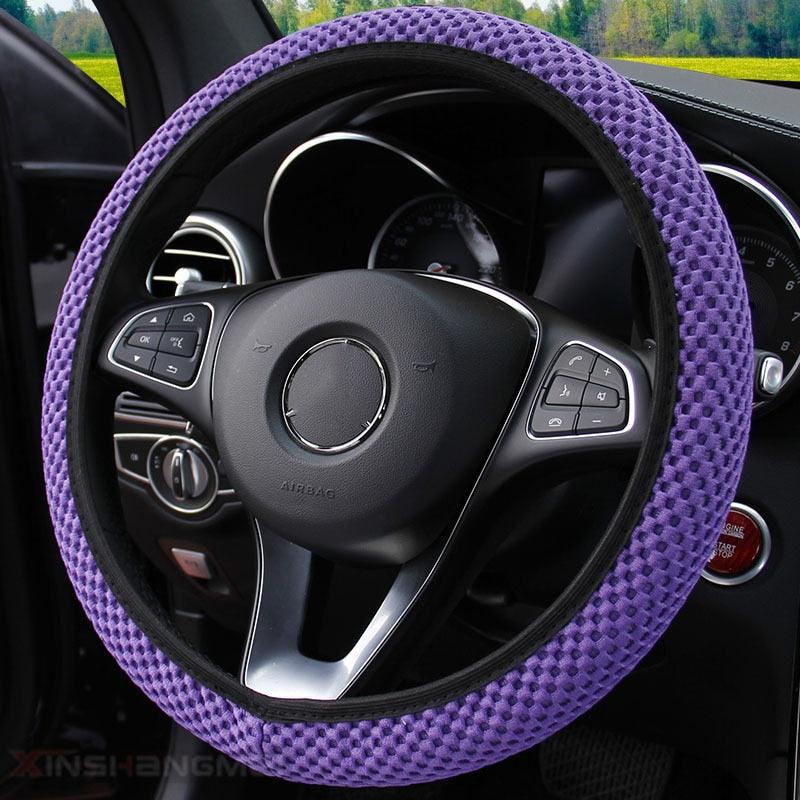 Universal Ice Silk Steering Wheel Cover Wear-resistant Anti-slip Car Accessories Microfiber Breathable Ice Silk Steering Wheel Cover Gear Handbrake Breathable Anti-Slip Warm  Steering Wheel Cover Winter Cool Summer Cover Interior - Image 12