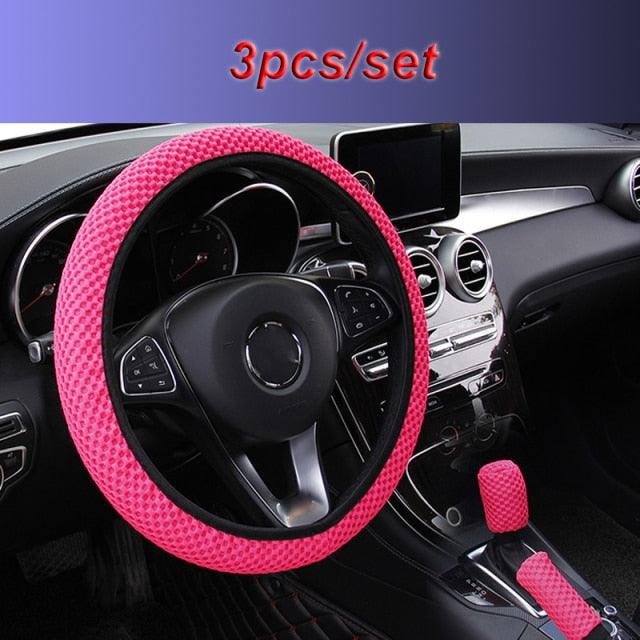 Universal Ice Silk Steering Wheel Cover Wear-resistant Anti-slip Car Accessories Microfiber Breathable Ice Silk Steering Wheel Cover Gear Handbrake Breathable Anti-Slip Warm  Steering Wheel Cover Winter Cool Summer Cover Interior - Image 16