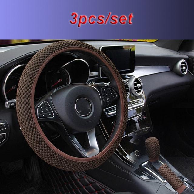 Universal Ice Silk Steering Wheel Cover Wear-resistant Anti-slip Car Accessories Microfiber Breathable Ice Silk Steering Wheel Cover Gear Handbrake Breathable Anti-Slip Warm  Steering Wheel Cover Winter Cool Summer Cover Interior - Image 18