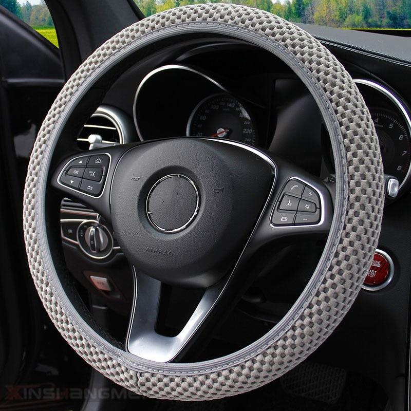 Universal Ice Silk Steering Wheel Cover Wear-resistant Anti-slip Car Accessories Microfiber Breathable Ice Silk Steering Wheel Cover Gear Handbrake Breathable Anti-Slip Warm  Steering Wheel Cover Winter Cool Summer Cover Interior - Image 19