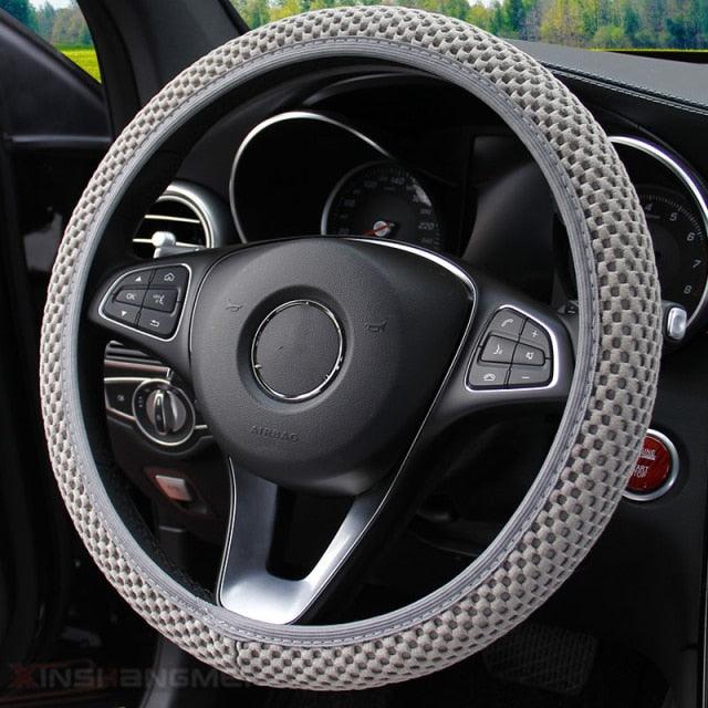 Universal Ice Silk Steering Wheel Cover Wear-resistant Anti-slip Car Accessories Microfiber Breathable Ice Silk Steering Wheel Cover Gear Handbrake Breathable Anti-Slip Warm  Steering Wheel Cover Winter Cool Summer Cover Interior - Image 2