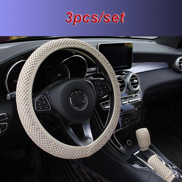 Universal Ice Silk Steering Wheel Cover Wear-resistant Anti-slip Car Accessories Microfiber Breathable Ice Silk Steering Wheel Cover Gear Handbrake Breathable Anti-Slip Warm  Steering Wheel Cover Winter Cool Summer Cover Interior - Image 20