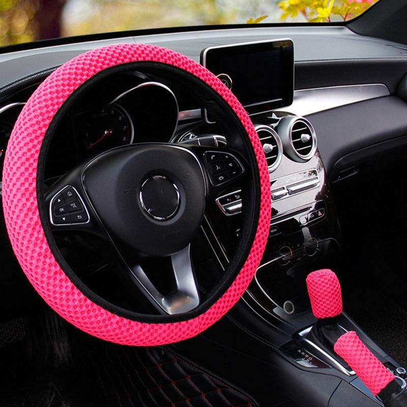 Universal Ice Silk Steering Wheel Cover Wear-resistant Anti-slip Car Accessories Microfiber Breathable Ice Silk Steering Wheel Cover Gear Handbrake Breathable Anti-Slip Warm  Steering Wheel Cover Winter Cool Summer Cover Interior - Image 21