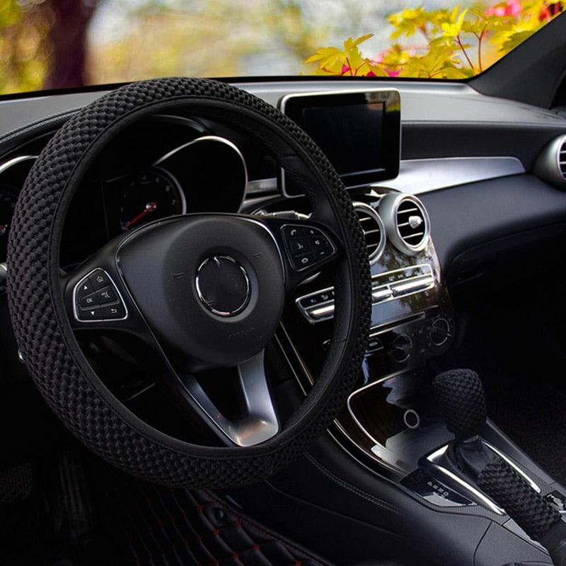 Universal Ice Silk Steering Wheel Cover Wear-resistant Anti-slip Car Accessories Microfiber Breathable Ice Silk Steering Wheel Cover Gear Handbrake Breathable Anti-Slip Warm  Steering Wheel Cover Winter Cool Summer Cover Interior - Image 22