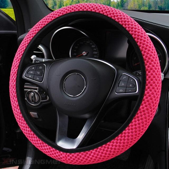 Universal Ice Silk Steering Wheel Cover Wear-resistant Anti-slip Car Accessories Microfiber Breathable Ice Silk Steering Wheel Cover Gear Handbrake Breathable Anti-Slip Warm  Steering Wheel Cover Winter Cool Summer Cover Interior - Image 23