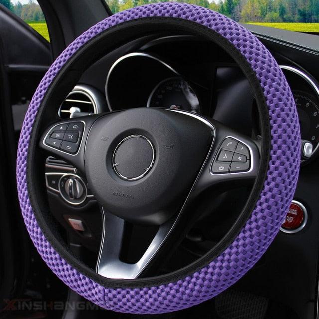 Universal Ice Silk Steering Wheel Cover Wear-resistant Anti-slip Car Accessories Microfiber Breathable Ice Silk Steering Wheel Cover Gear Handbrake Breathable Anti-Slip Warm  Steering Wheel Cover Winter Cool Summer Cover Interior - Image 24