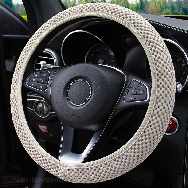 Universal Ice Silk Steering Wheel Cover Wear-resistant Anti-slip Car Accessories Microfiber Breathable Ice Silk Steering Wheel Cover Gear Handbrake Breathable Anti-Slip Warm  Steering Wheel Cover Winter Cool Summer Cover Interior - Image 30