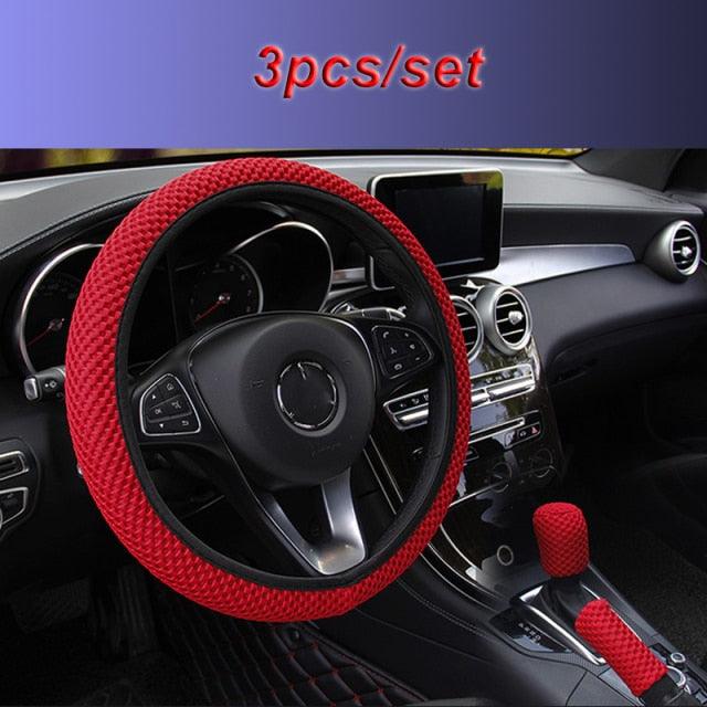 Universal Ice Silk Steering Wheel Cover Wear-resistant Anti-slip Car Accessories Microfiber Breathable Ice Silk Steering Wheel Cover Gear Handbrake Breathable Anti-Slip Warm  Steering Wheel Cover Winter Cool Summer Cover Interior - Image 31