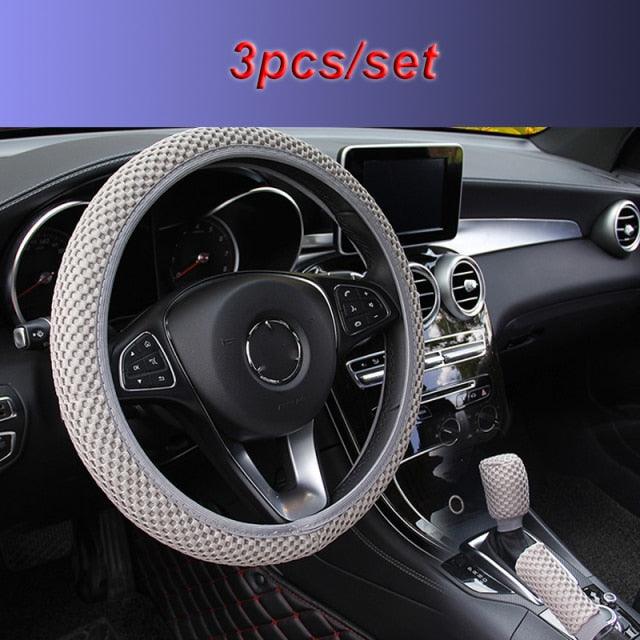 Universal Ice Silk Steering Wheel Cover Wear-resistant Anti-slip Car Accessories Microfiber Breathable Ice Silk Steering Wheel Cover Gear Handbrake Breathable Anti-Slip Warm  Steering Wheel Cover Winter Cool Summer Cover Interior - Image 7