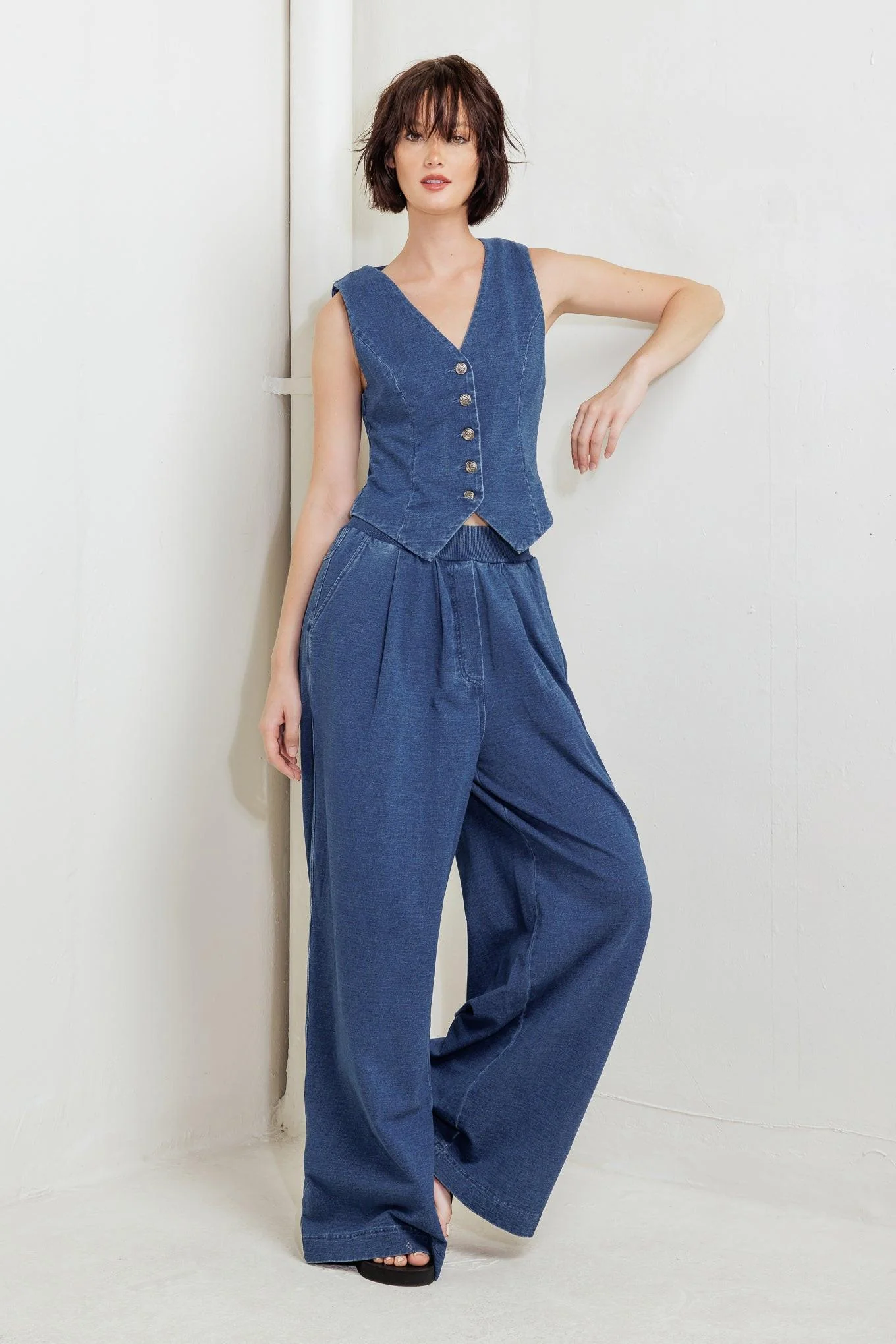 Urban Indigo French Terry Denim Pants - Image 2