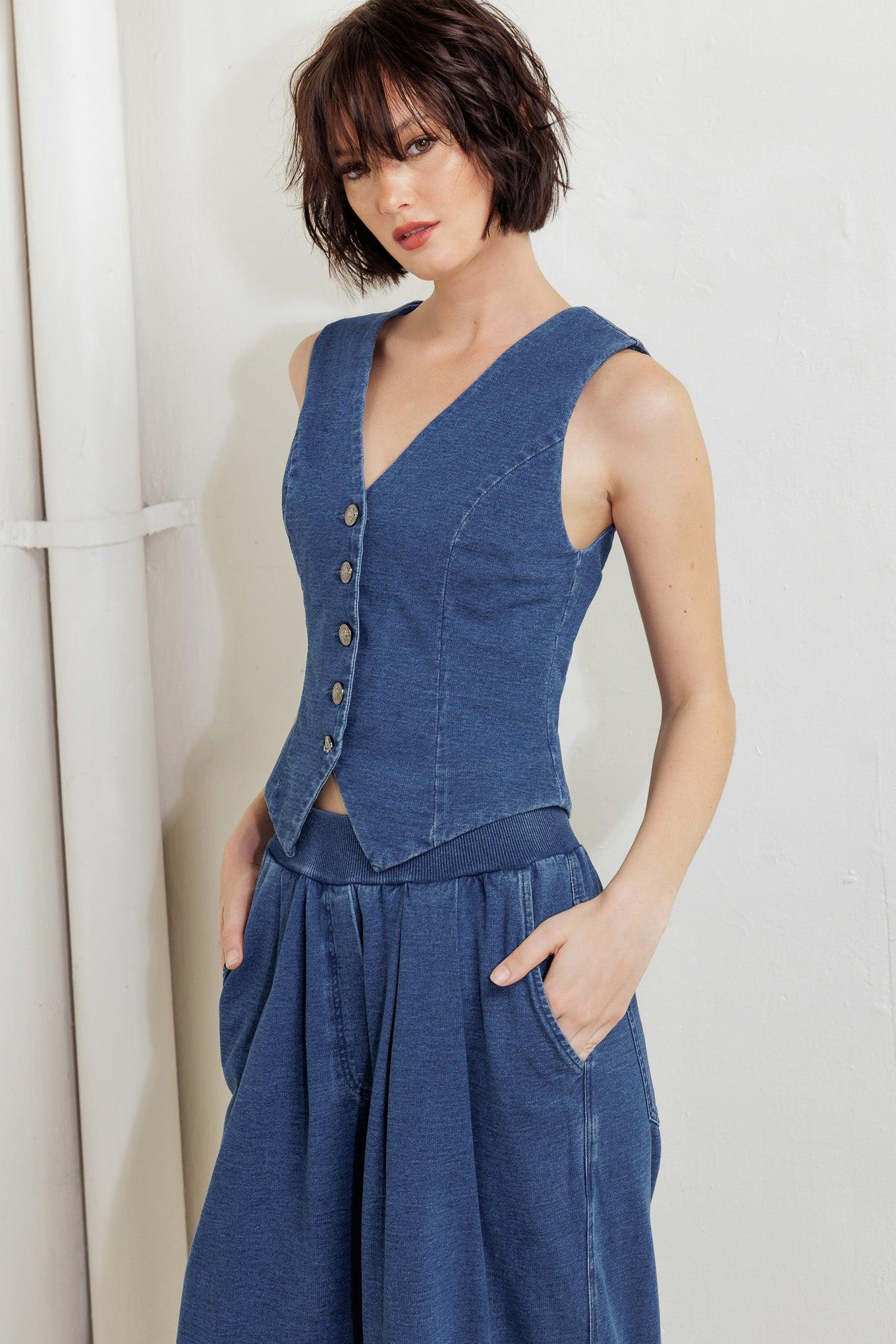 Urban Indigo French Terry Denim Pants - Image 4