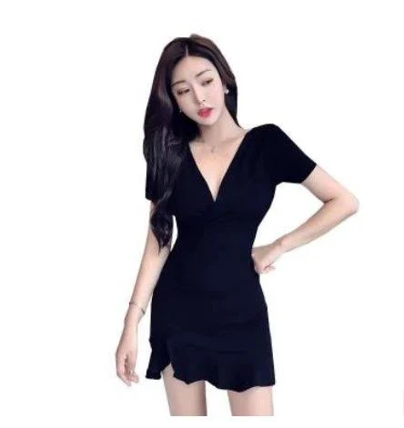 V-neck Bag Hip High Waist Slimming Fish Tail Dress - Image 6