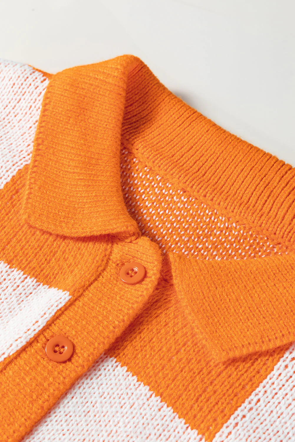 V Neck Checkered Sweater - Tangerine - Image 6