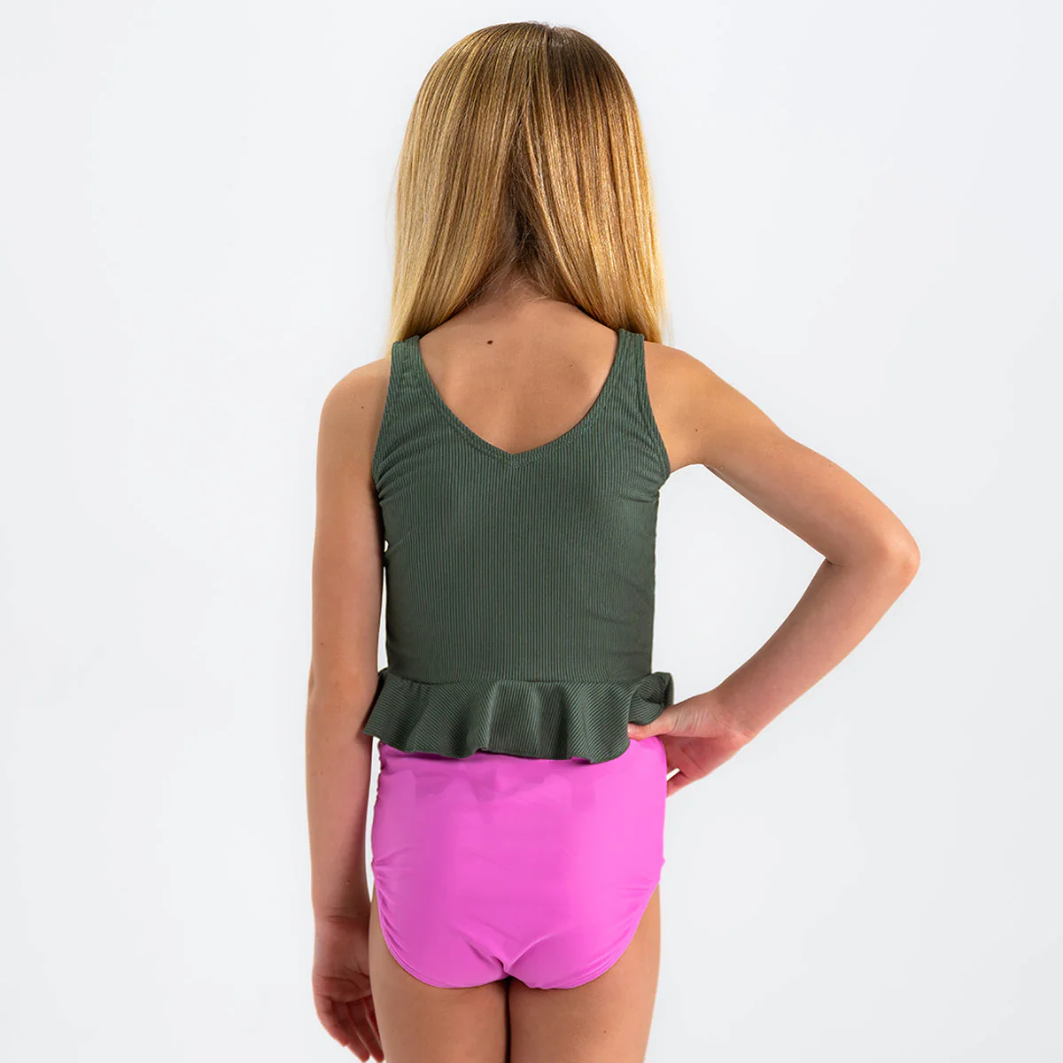 V Neck Peplum Tankini Top (Girls) - Image 3