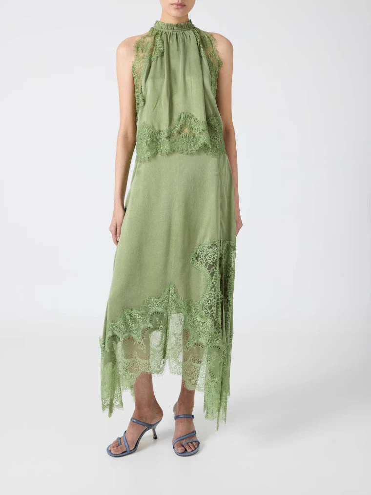 V-Neck Waist Trimming Ruffles Elegant Dress - Image 11