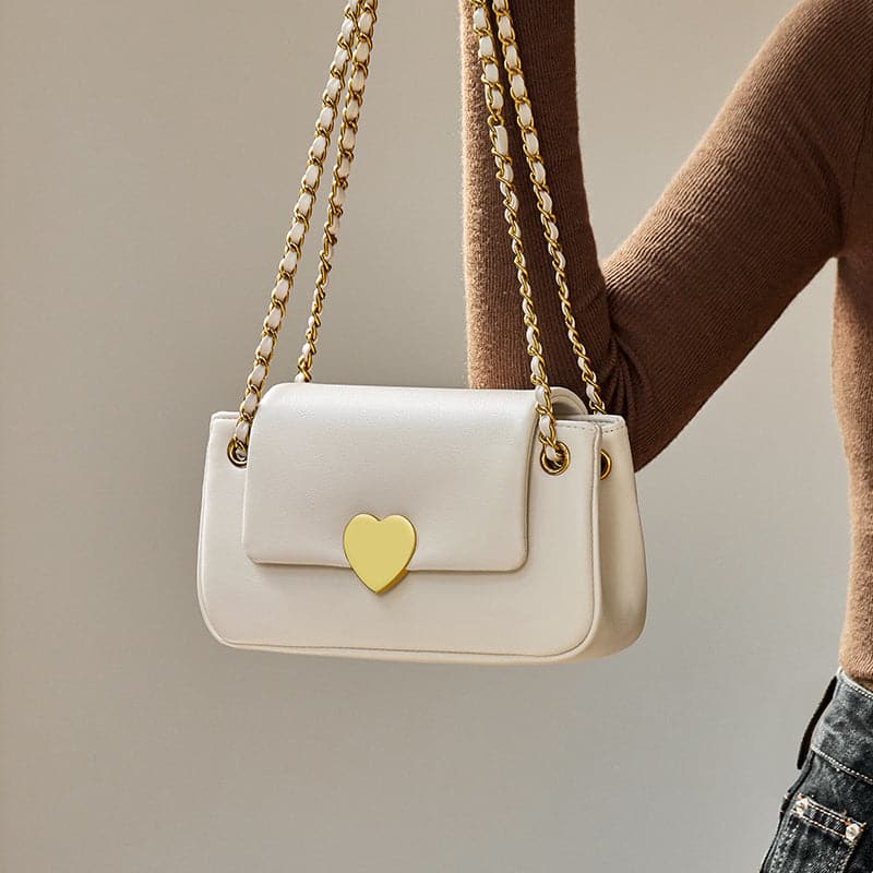 Valentina Heart Lock Leather Shoulder Bag - Image 10
