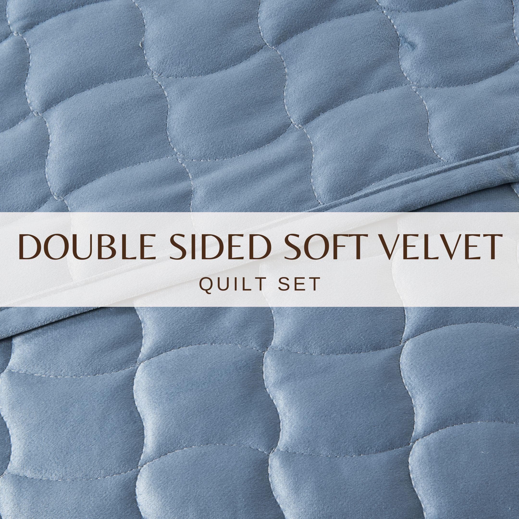 Velvet Box-Stitched Quilt Set - Vivica Collection - Image 4