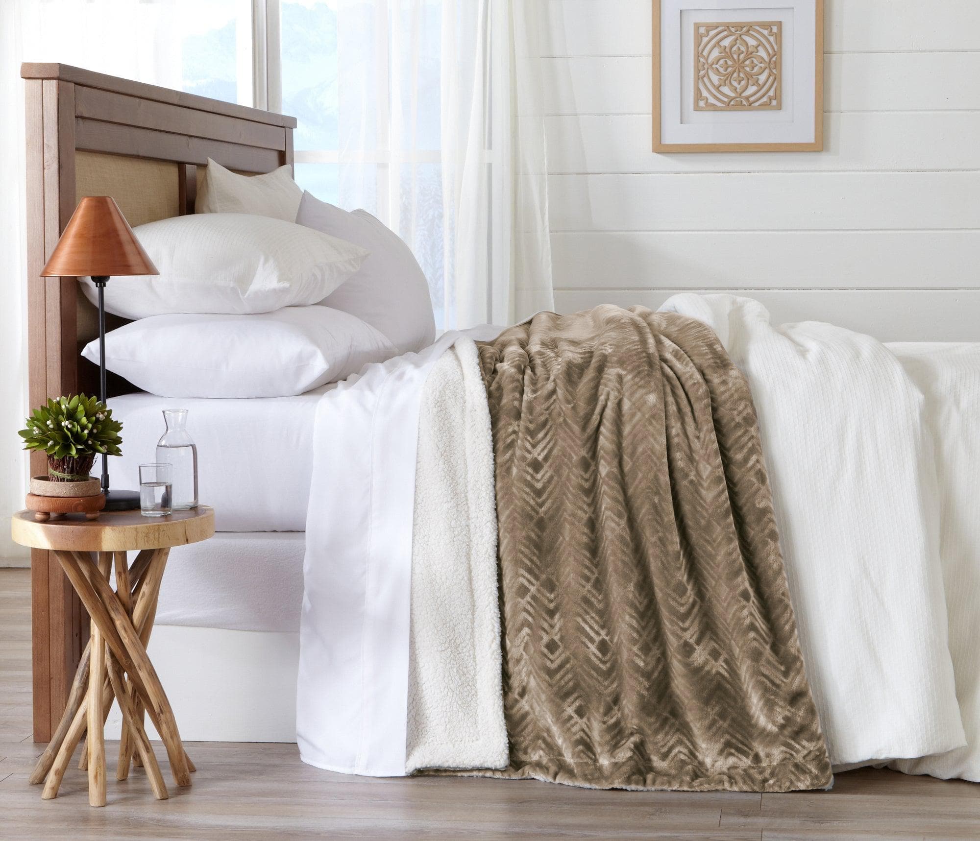 Velvet Plush Sherpa Luxury Bed Blanket - Cielo Collection - Image 35