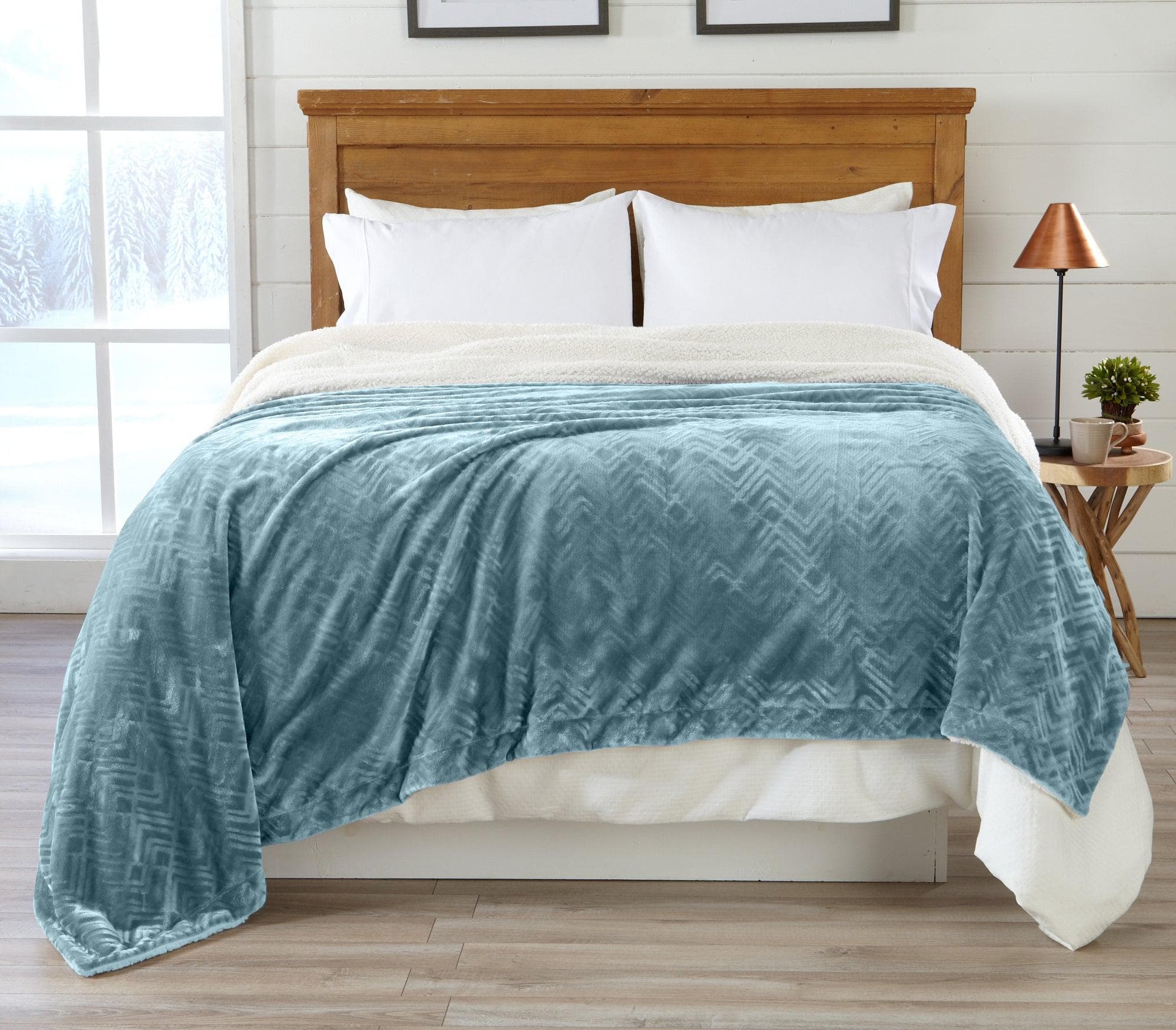 Velvet Plush Sherpa Luxury Bed Blanket - Cielo Collection - Image 42