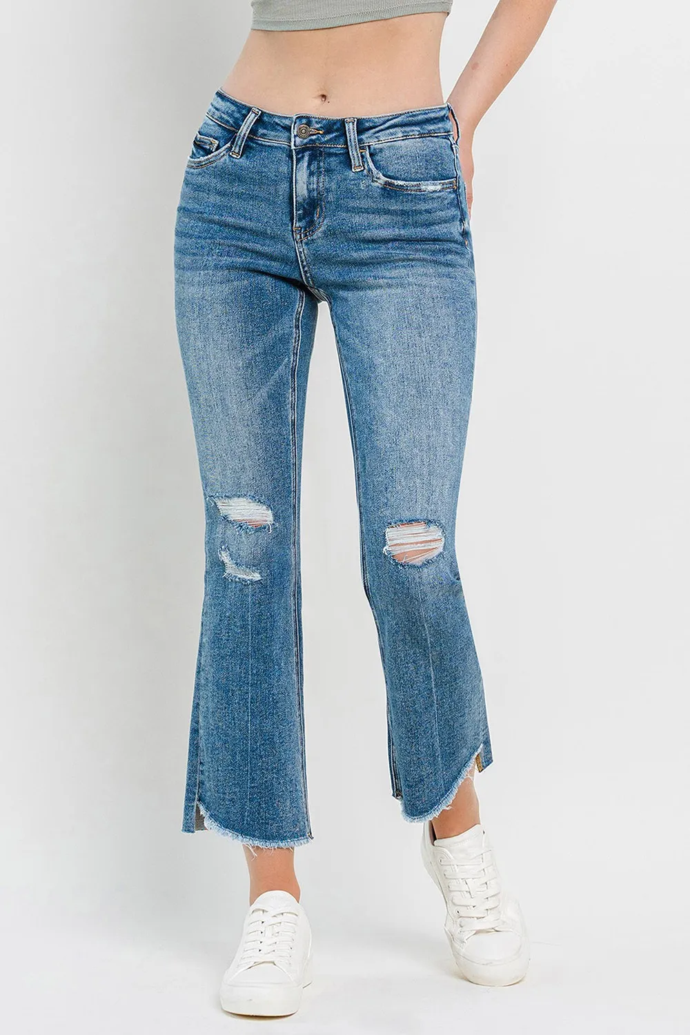 Vervet by Flying Monkey Full Size Mid Rise Distressed Cropped Flare Jeans - Image 3