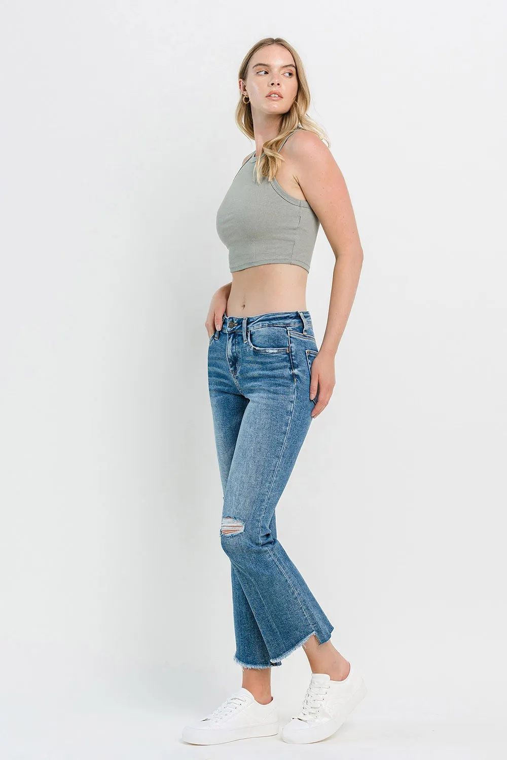 Vervet by Flying Monkey Full Size Mid Rise Distressed Cropped Flare Jeans - Image 4