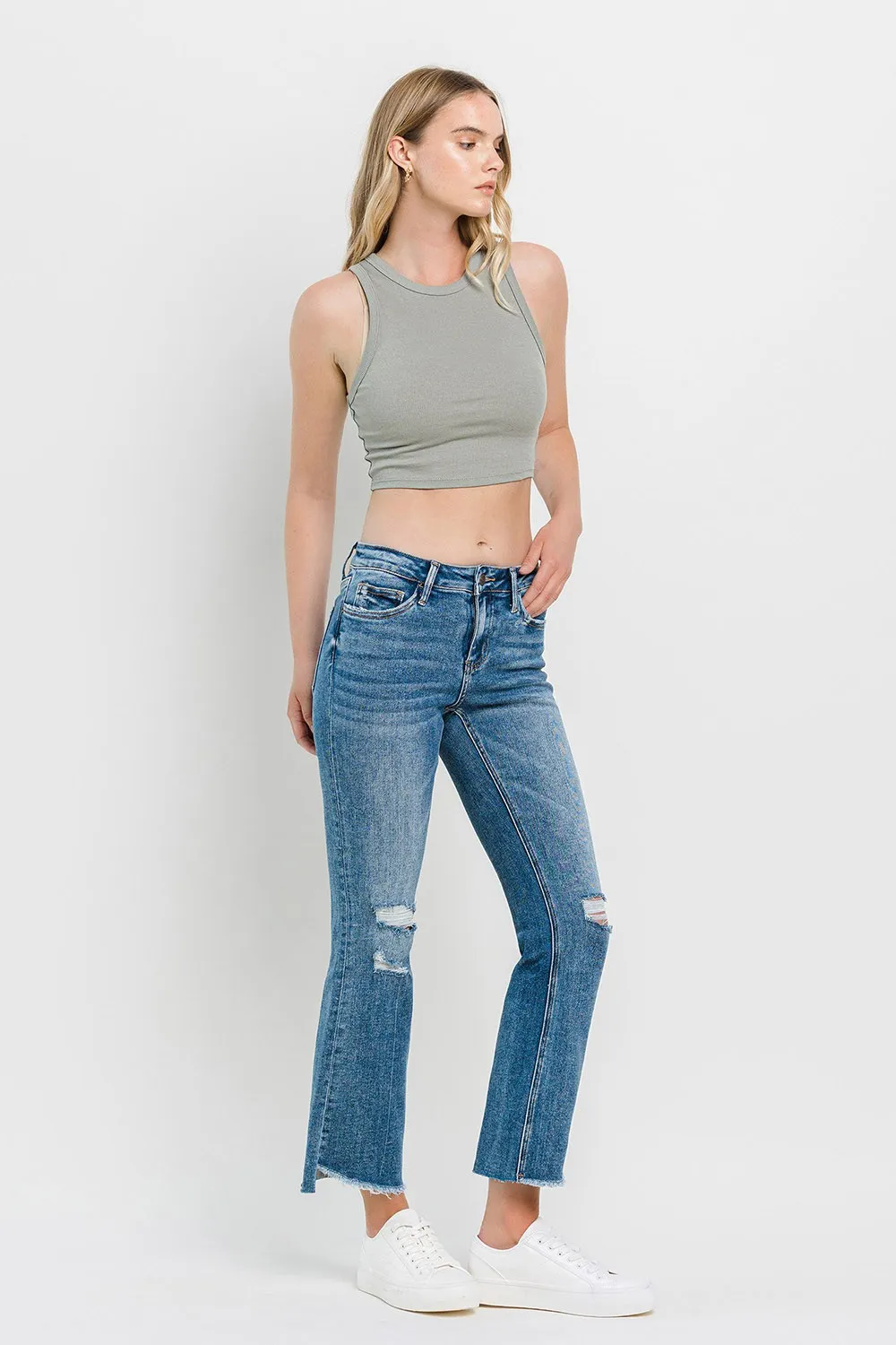 Vervet by Flying Monkey Full Size Mid Rise Distressed Cropped Flare Jeans - Image 7
