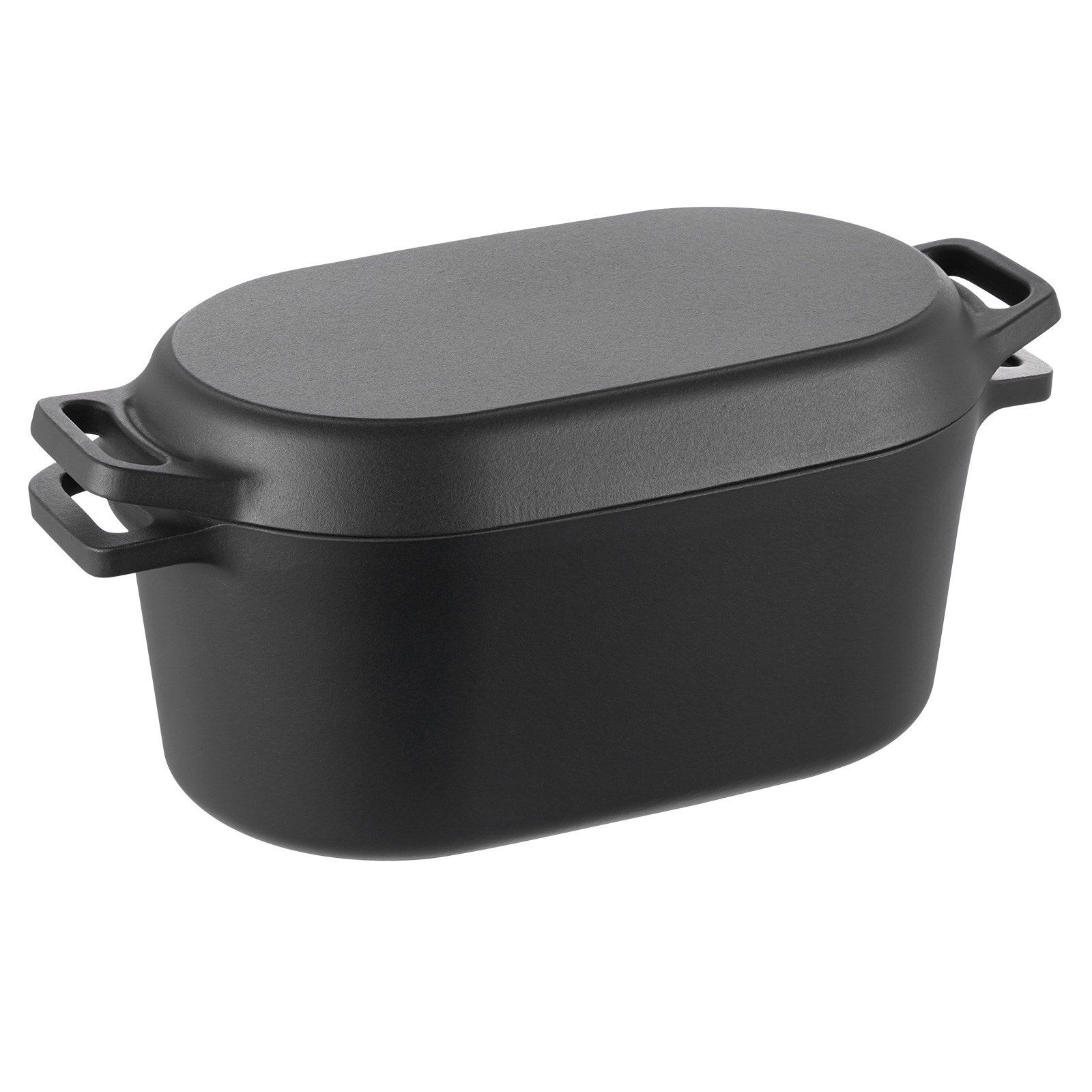 VEVOR Enameled Cast Iron Dutch Oven, 3.5 Quart Pot with Lid and Dual Handles, Heavy-Duty Durable Cookware Pan, Oven Induction Compatible up to 500°F, for Braising, Stews, Roasting, Bread Baking - Black