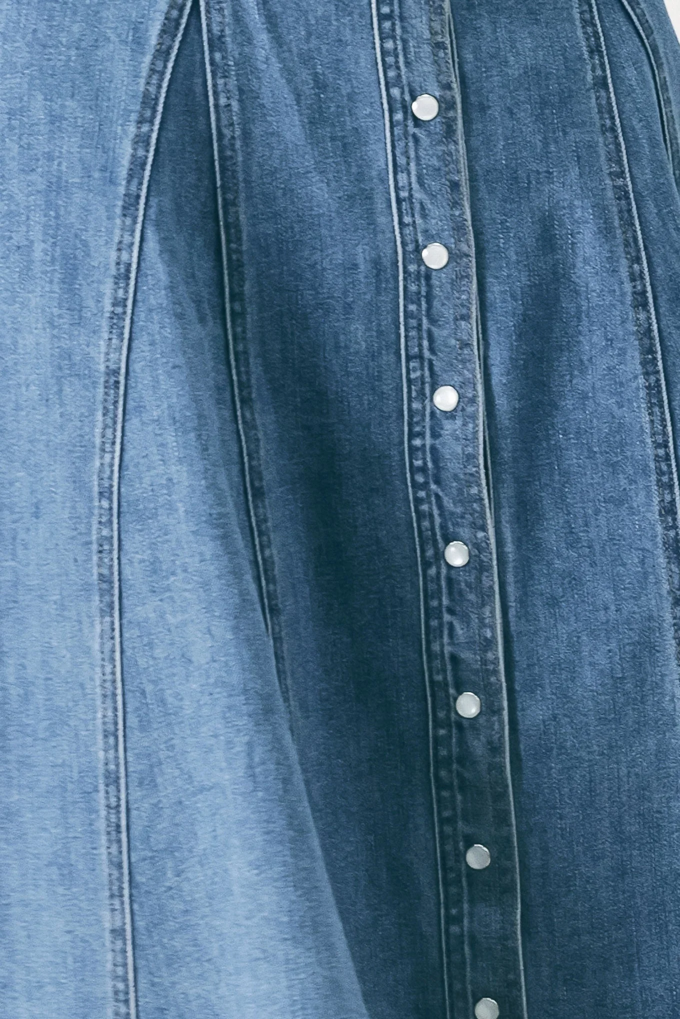 Vintage Sky Denim Midi Shirt Dress - Image 7